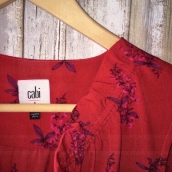 Cabi 5222 Sketchbook Red Floral Sleeveless Blouse - Picture 5 of 6